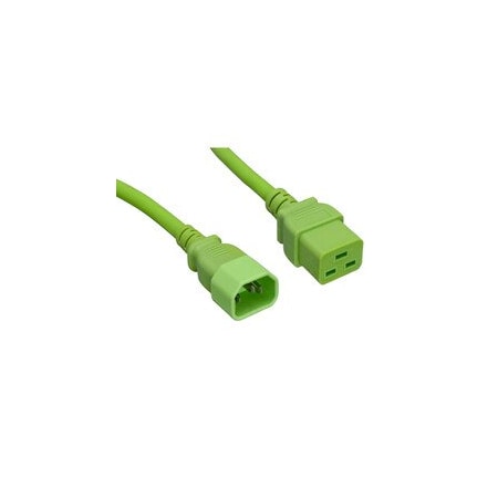Cable Wholesale Power Cord, C14 to C19, 14 AWG, 15 Amp, Green, 4 foot 10W2-32204GN
